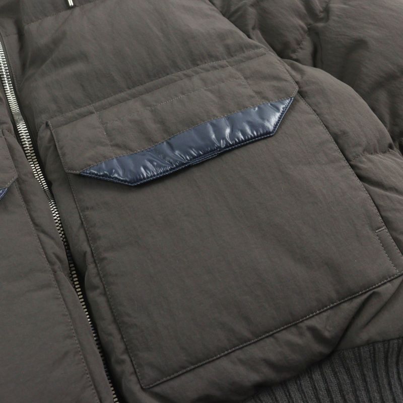 Hermes 23AW Technique Crispet Serie Button Quilted Hooded Double Zip Leather