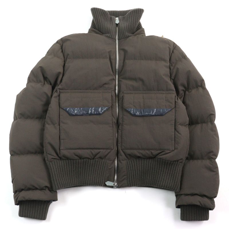 Hermes 23AW Technique Crispet Serie Button Quilted Hooded Double Zip Leather