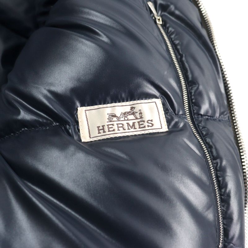 Hermes 23AW Technique Crispet Serie Button Quilted Hooded Double Zip Leather