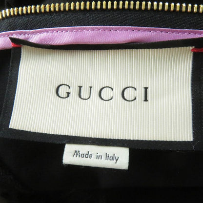 Gucci 445253 Long-sleeved Dress With GG Pearl Buttons And Ribbon Lace Black