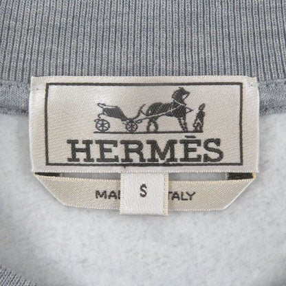 Hermes 2022 Horse Lamb Leather Patch Crew Neck Sweatshirt Grey S Made In Italy