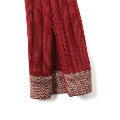 Celine Vintage 100% Wool Docking Dress With Logo Button And Belt Red 40 Genuine