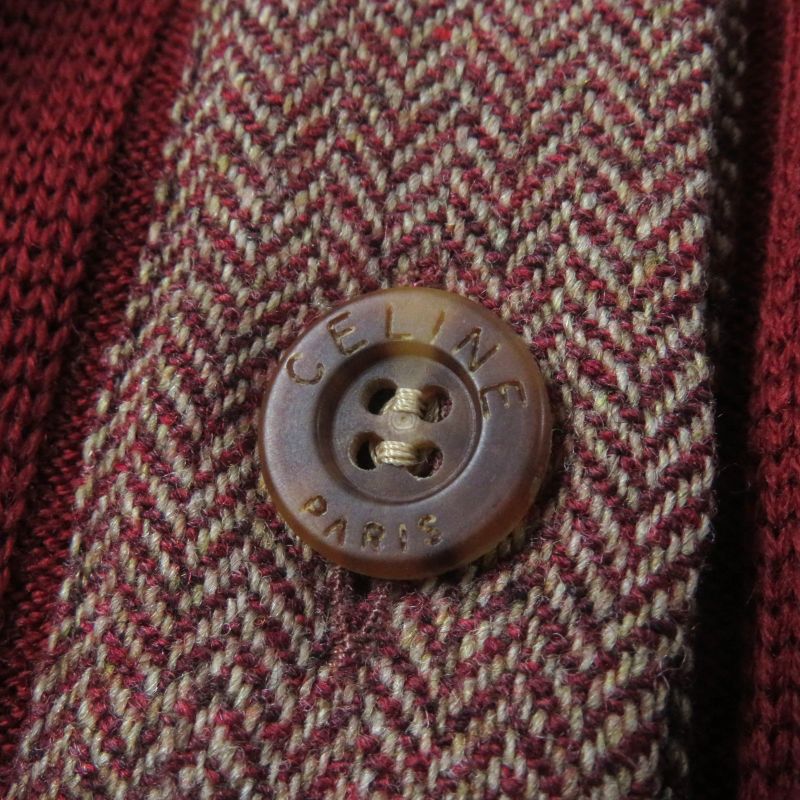 Celine Vintage 100% Wool Docking Dress With Logo Button And Belt Red 40 Genuine