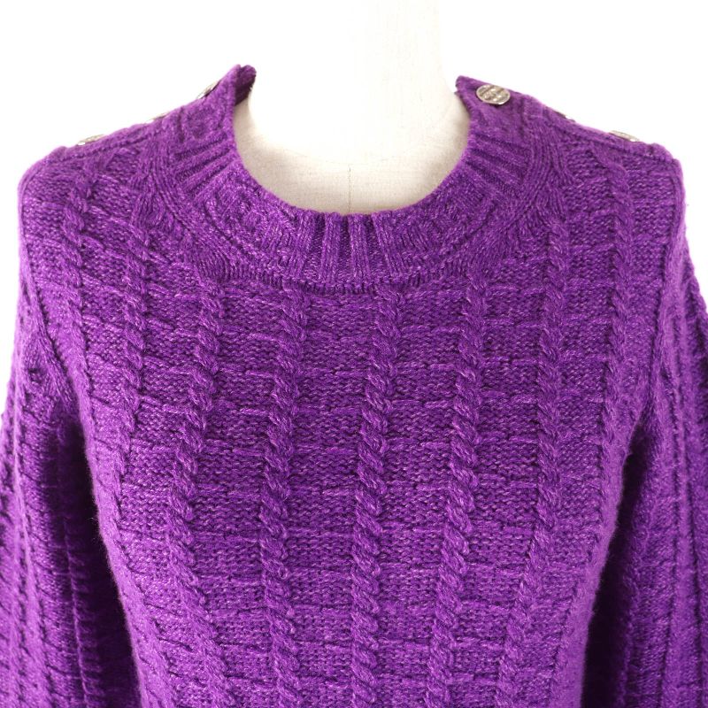 CHANEL 23AW P75622 Wool Cashmere Double-shoulder Coco Mark Button Knit Dress