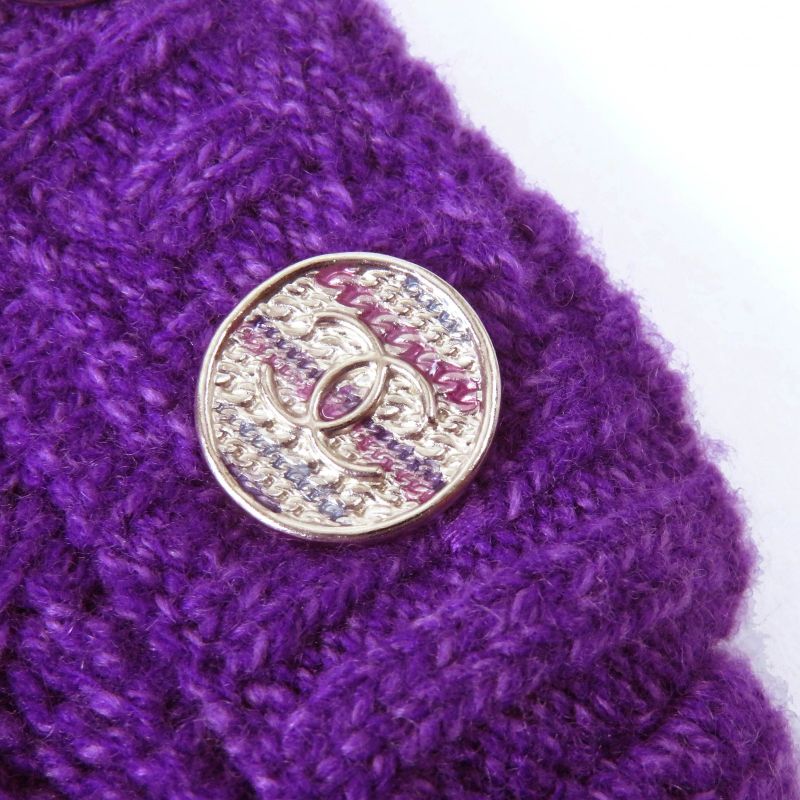 CHANEL 23AW P75622 Wool Cashmere Double-shoulder Coco Mark Button Knit Dress