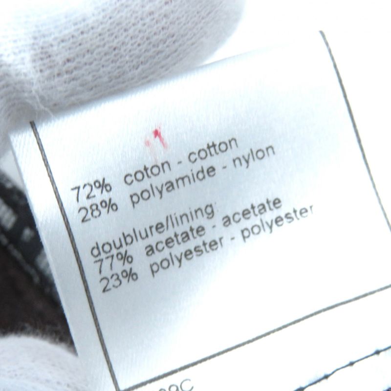 CHANEL 98A P12215 Total Logo Lace Camisole Skirt Setup Black Dark Brown 42 Made