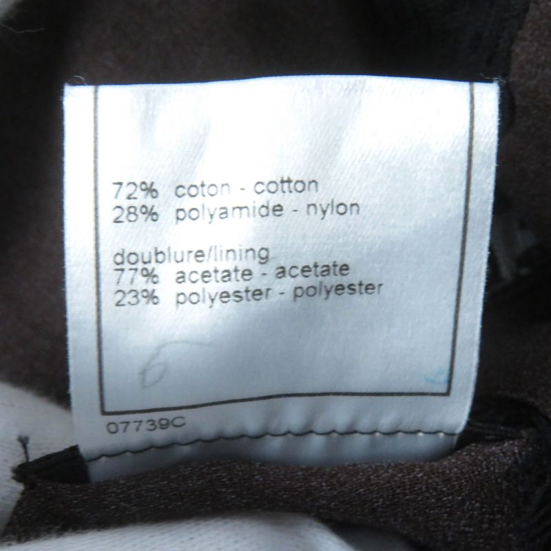 CHANEL 98A P12215 Total Logo Lace Camisole Skirt Setup Black Dark Brown 42 Made