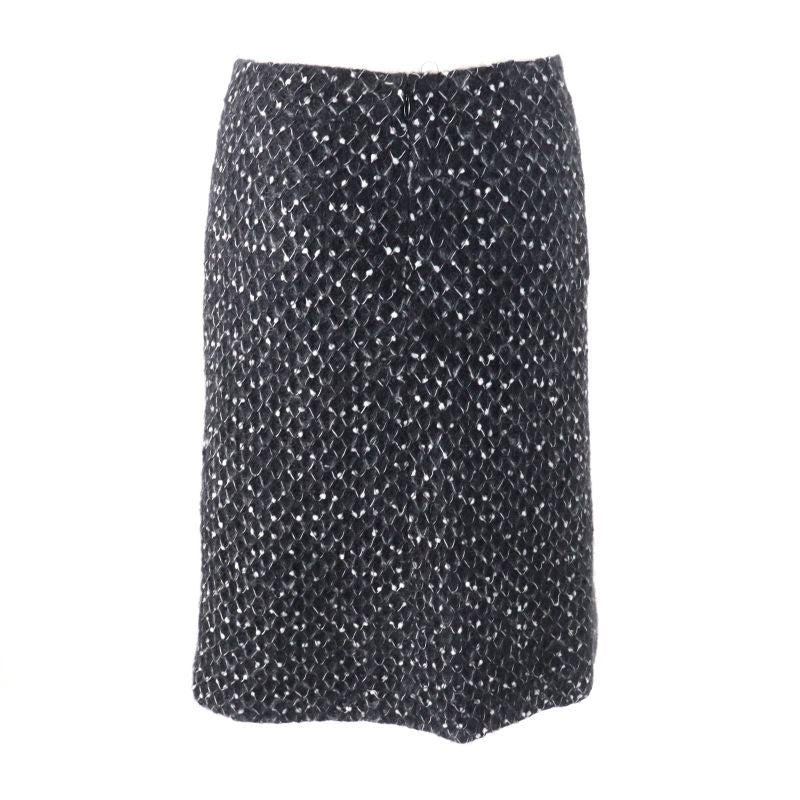 CHANEL 05A P26927 Mohair Blend Logo Faux Pearl Button Knit Jacket + Skirt Suit