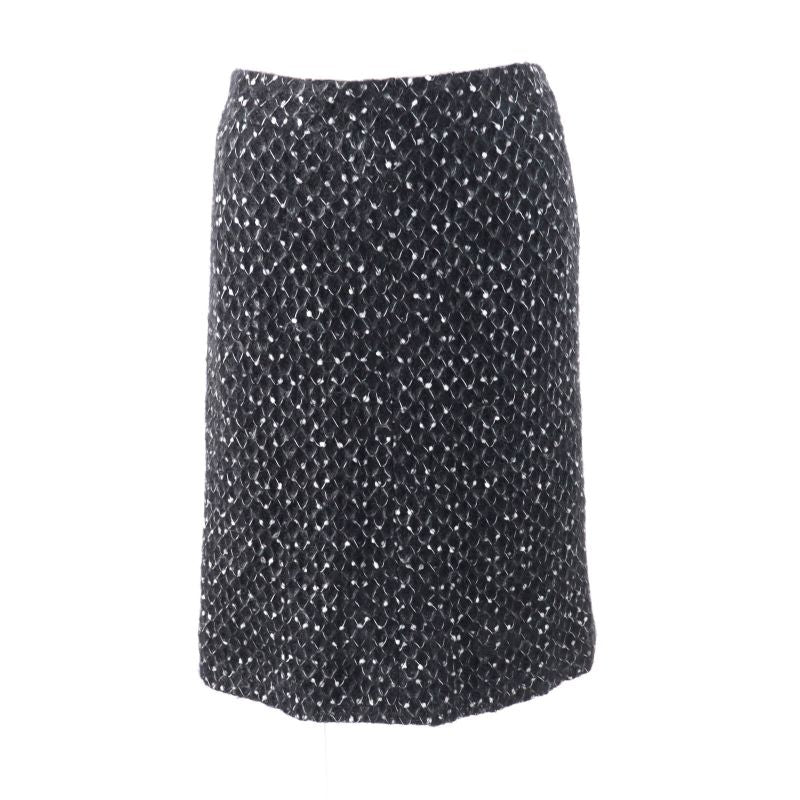 CHANEL 05A P26927 Mohair Blend Logo Faux Pearl Button Knit Jacket + Skirt Suit