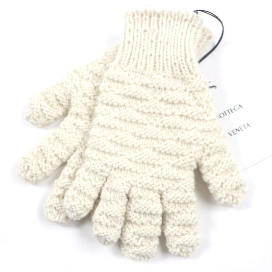 Bottega Veneta 670159 V10k0 100% Wool Knit Gloves White M Made