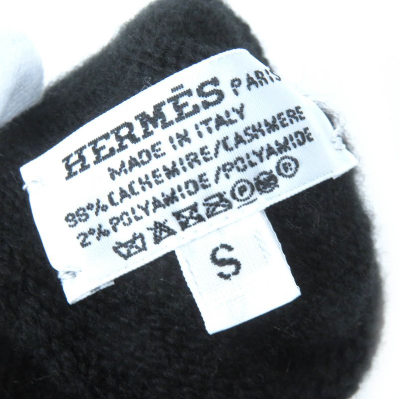 Hermes Darling Medor Cashmere Knit Gloves Black Silver Hardware S With Box And