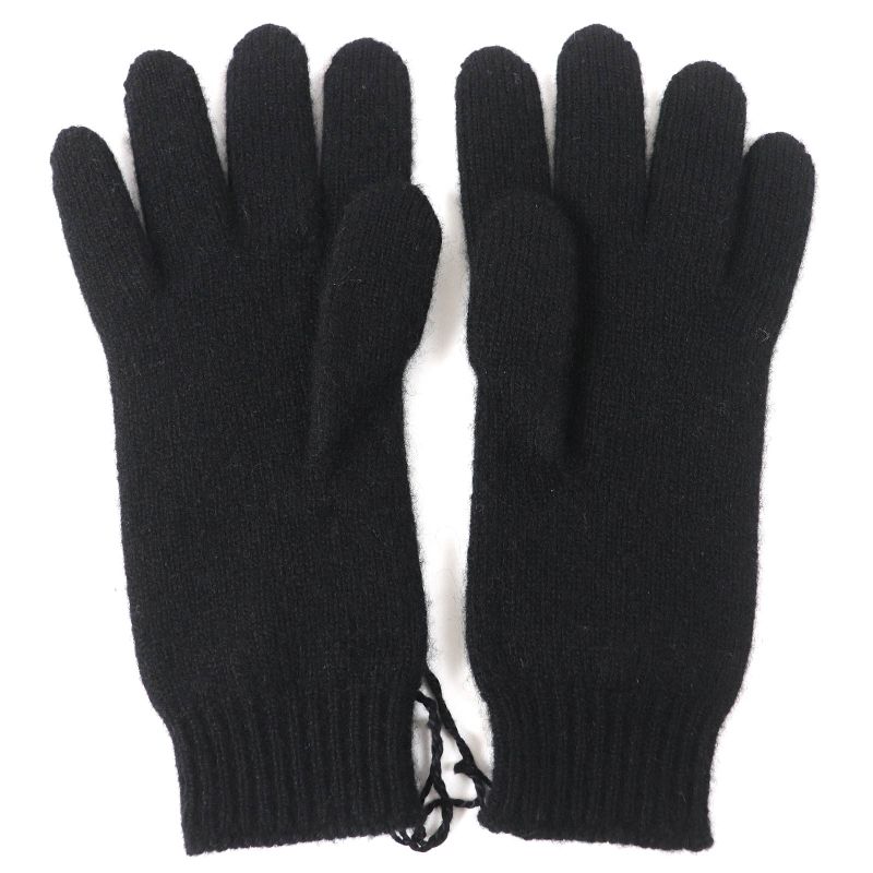 Hermes Darling Medor Cashmere Knit Gloves Black Silver Hardware S With Box And