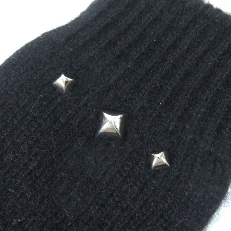 Hermes Darling Medor Cashmere Knit Gloves Black Silver Hardware S With Box And