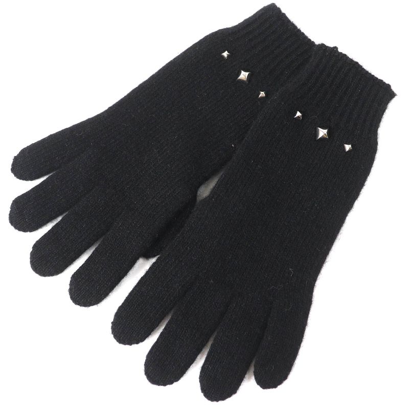 Hermes Darling Medor Cashmere Knit Gloves Black Silver Hardware S With Box And