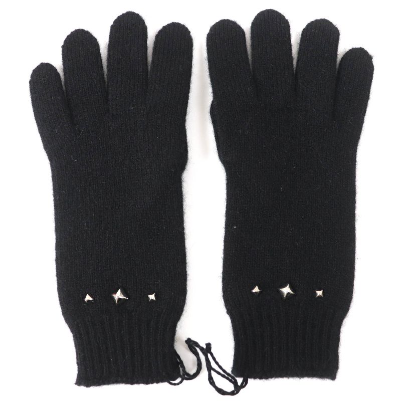 Hermes Darling Medor Cashmere Knit Gloves Black Silver Hardware S With Box And