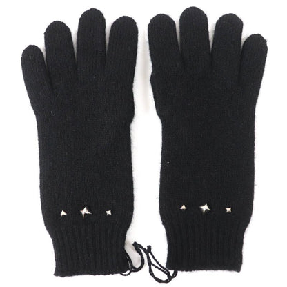 Hermes Darling Medor Cashmere Knit Gloves Black Silver Hardware S With Box And