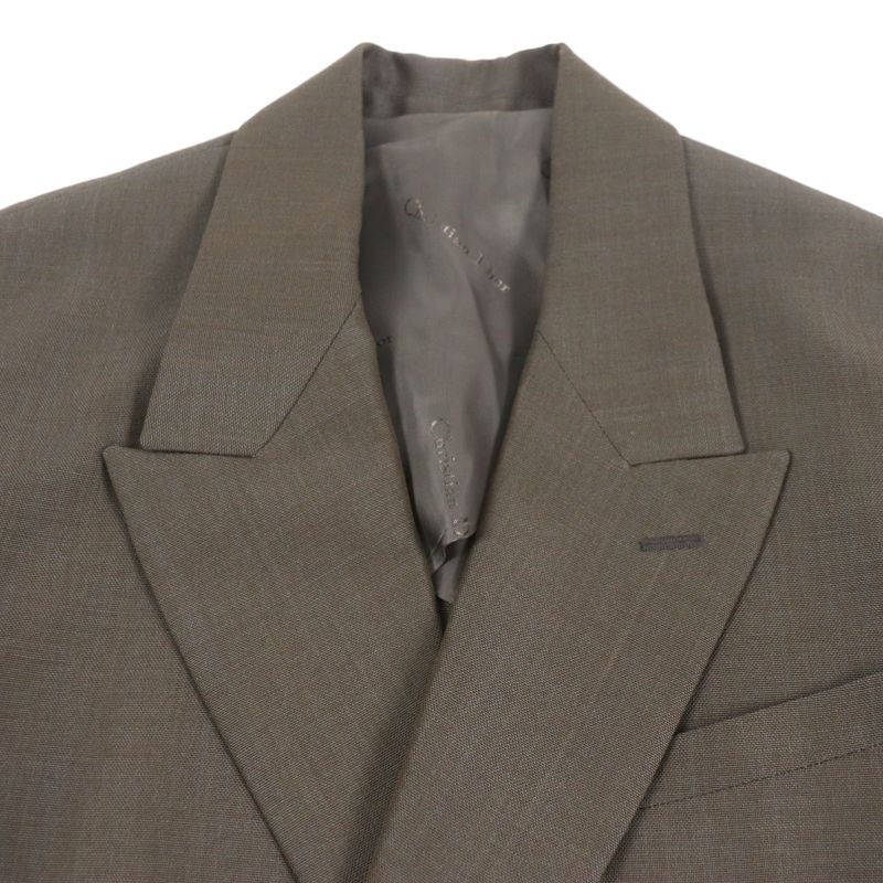  DIOR Homme 923c301a4441 Wool Mohair Logo Button Long Double Chester Coat