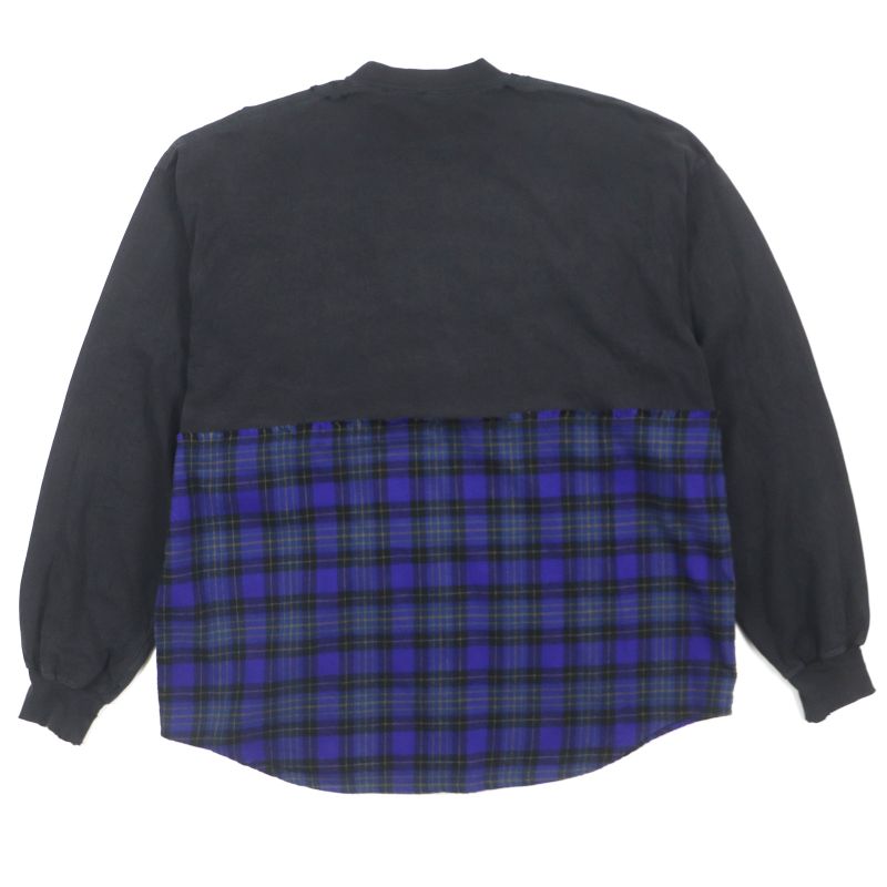  Balenciaga 21AW 698227 B Authentic Patched Print Checked Damaged Long Sleeve