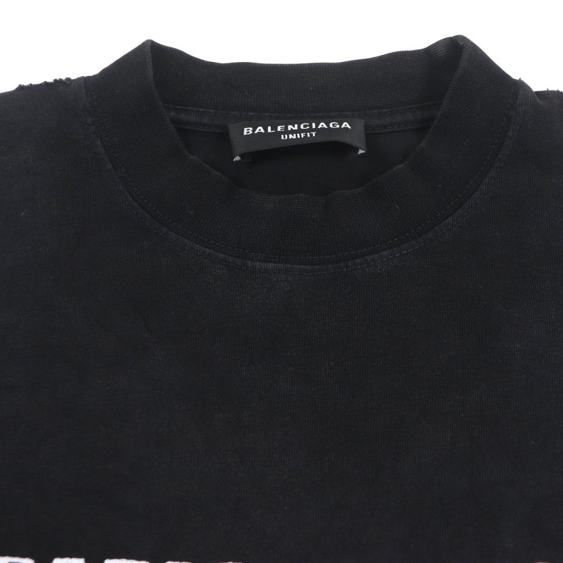  Balenciaga 21AW 698227 B Authentic Patched Print Checked Damaged Long Sleeve