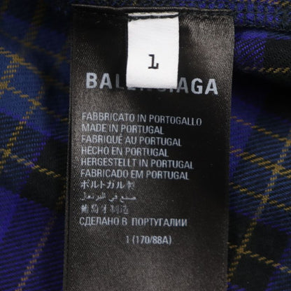  Balenciaga 21AW 698227 B Authentic Patched Print Checked Damaged Long Sleeve