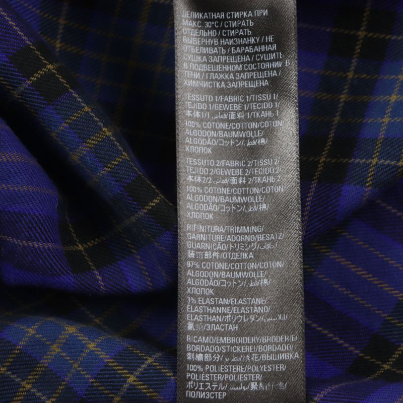  Balenciaga 21AW 698227 B Authentic Patched Print Checked Damaged Long Sleeve