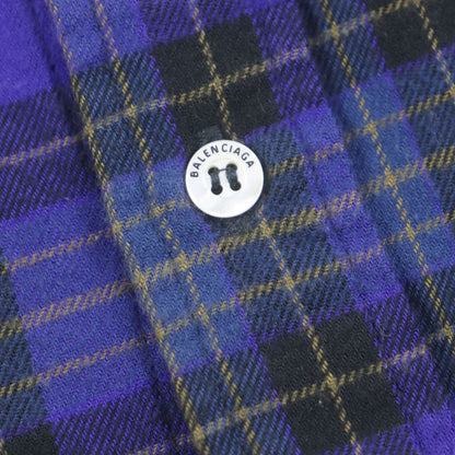  Balenciaga 21AW 698227 B Authentic Patched Print Checked Damaged Long Sleeve