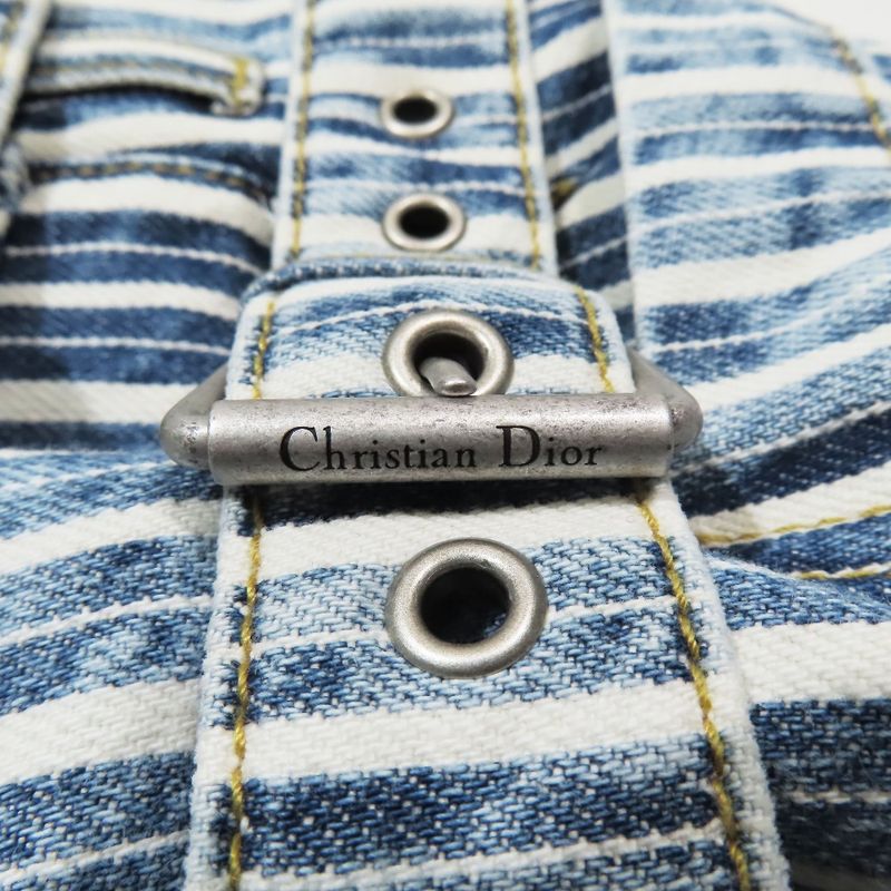 Unused 22aw Christian DIOR Denim Stripe Wrap Mini Skirt Rolled Skirt Trapeze
