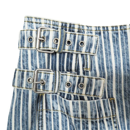 Unused 22aw Christian DIOR Denim Stripe Wrap Mini Skirt Rolled Skirt Trapeze