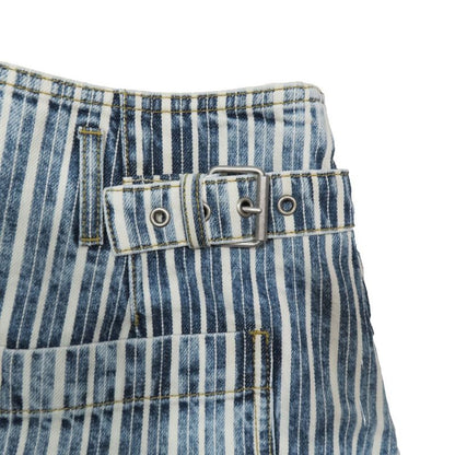 Unused 22aw Christian DIOR Denim Stripe Wrap Mini Skirt Rolled Skirt Trapeze