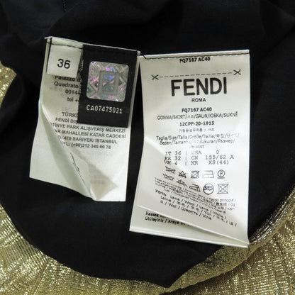 2020 Fendi Tuck Metallic Long Skirt Mimore Length Flared Fq7167 Size 36 Gold