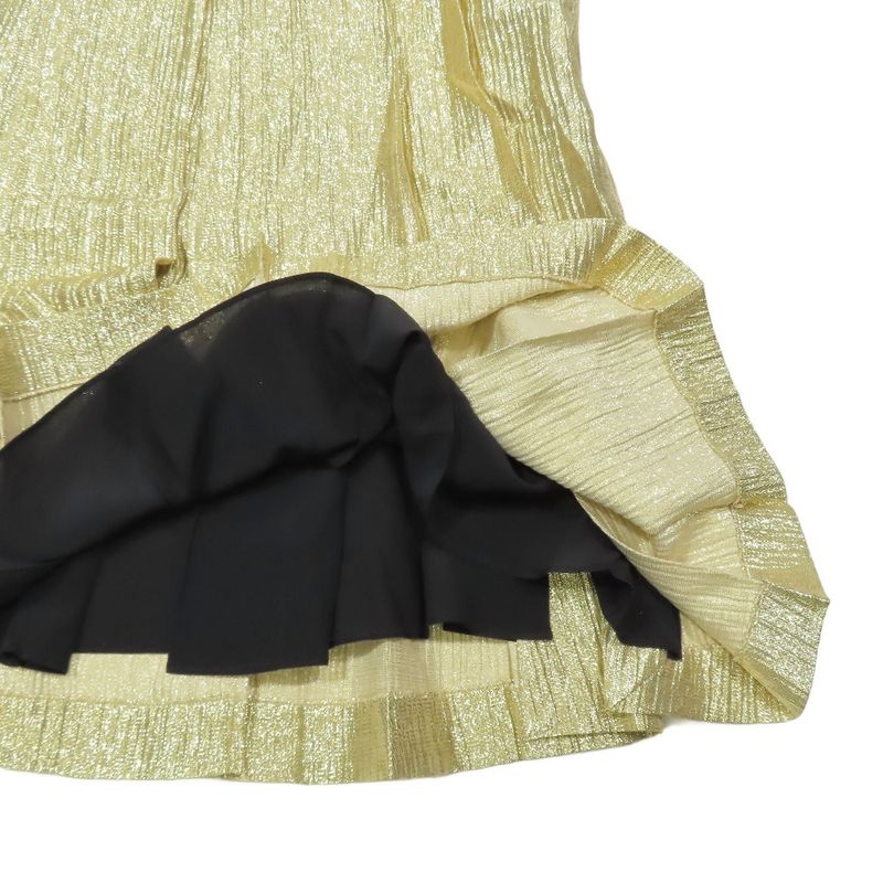 2020 Fendi Tuck Metallic Long Skirt Mimore Length Flared Fq7167 Size 36 Gold