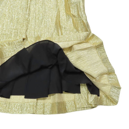 2020 Fendi Tuck Metallic Long Skirt Mimore Length Flared Fq7167 Size 36 Gold