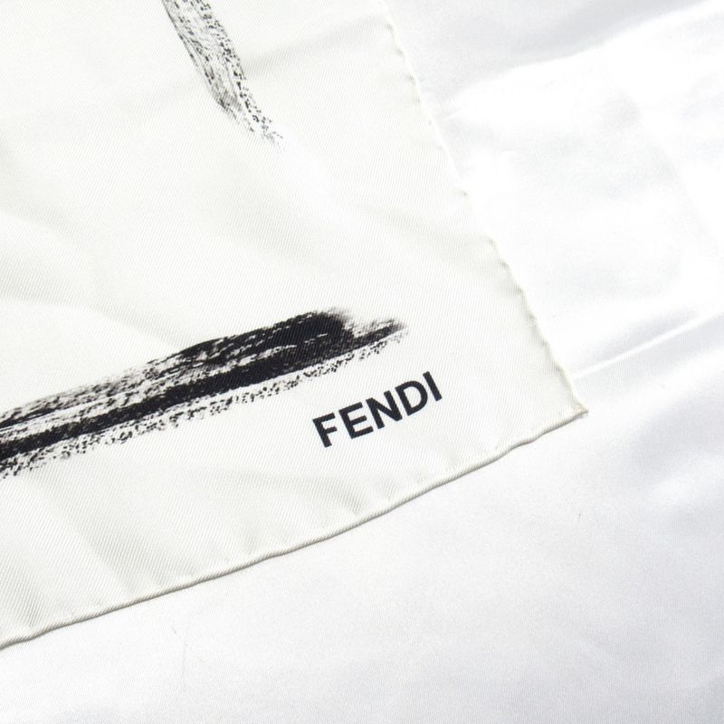 Unused Fendi Scarf Baguettemania Logo Baguette Baggage Motif Stole Fxt071 White