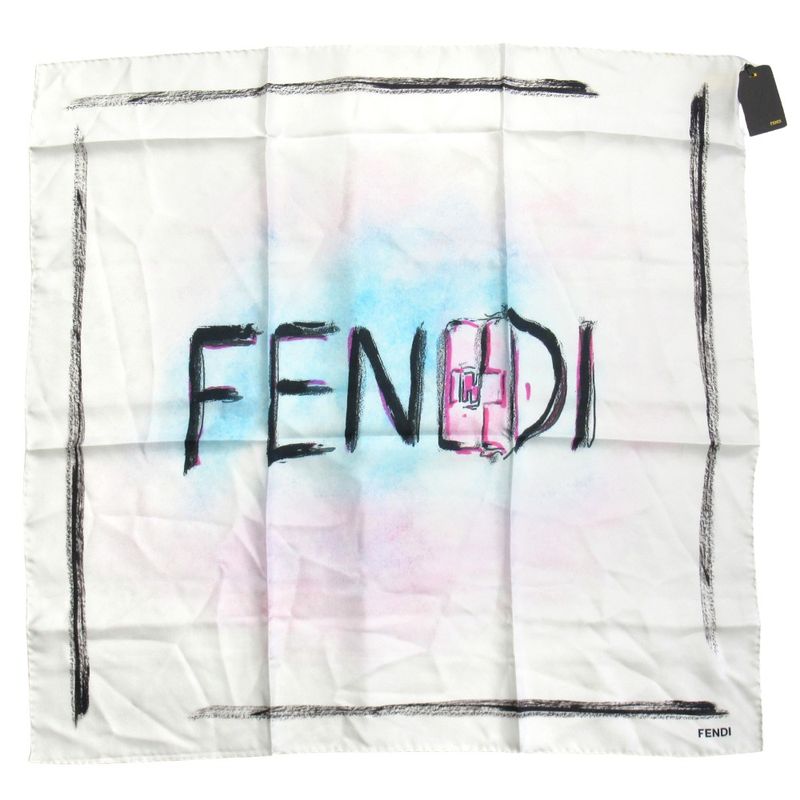 Unused Fendi Scarf Baguettemania Logo Baguette Baggage Motif Stole Fxt071 White