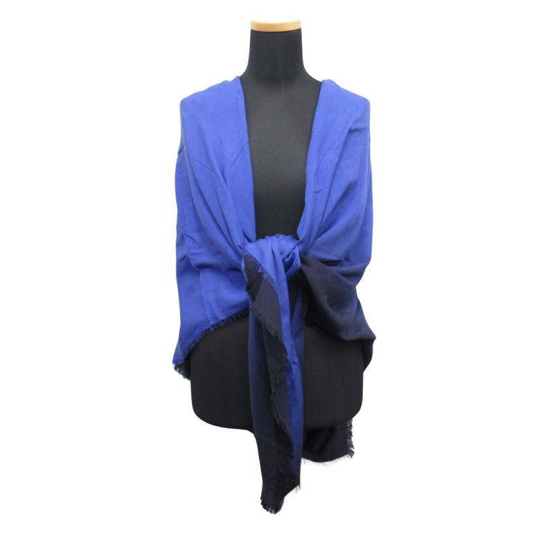 Unused Christian DIOR Silk Lurex Stole Logo Jacquard Gradient Large Shawl Blue
