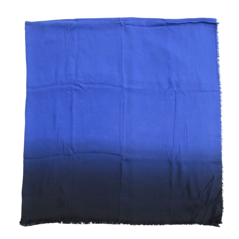 Unused Christian DIOR Silk Lurex Stole Logo Jacquard Gradient Large Shawl Blue