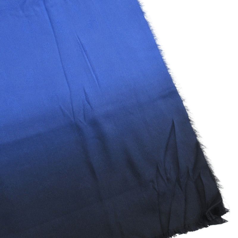 Unused Christian DIOR Silk Lurex Stole Logo Jacquard Gradient Large Shawl Blue