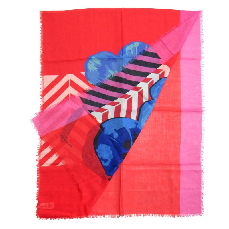 Unused 22ss Christian DIOR Cashmere Stole D-flower Pop Large Floral Shawl Red