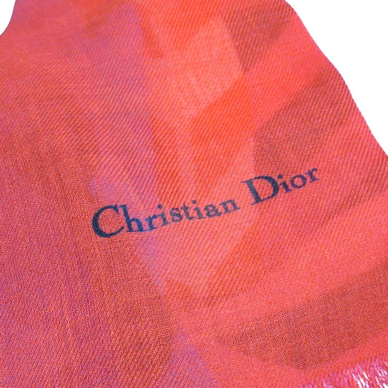 Unused 22ss Christian DIOR Cashmere Stole D-flower Pop Large Floral Shawl Red