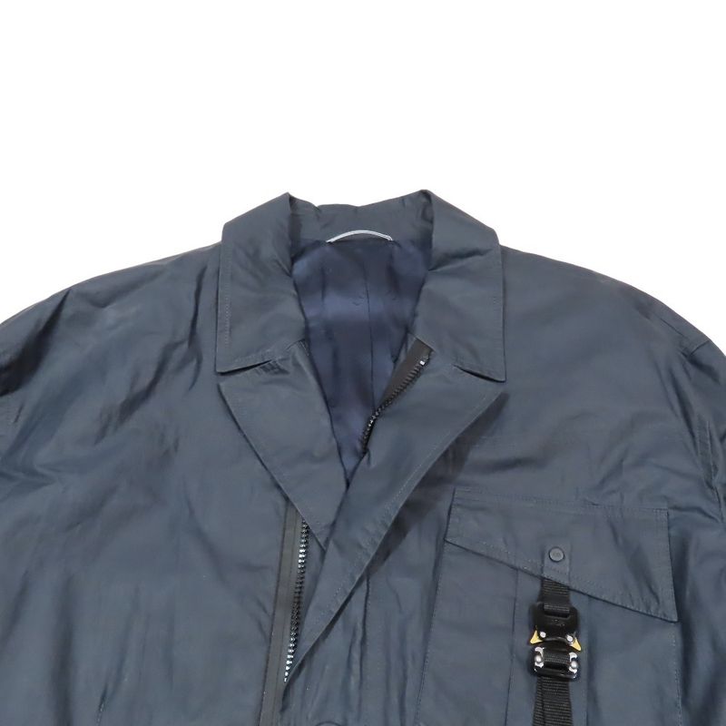 22aw DIOR Coated Stainless Steel Collar Coat Roller Coaster Buckle Long Jacket