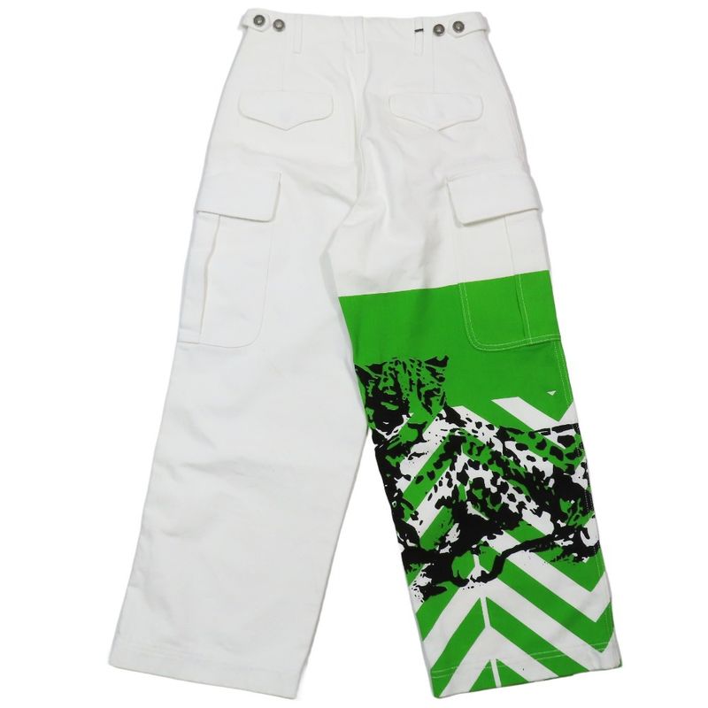 Unused 22SS Christian DIOR D-jungle Pop Denim Cargo Pants Print F32 White Green