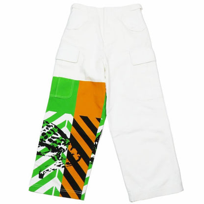 Unused 22SS Christian DIOR D-jungle Pop Denim Cargo Pants Print F32 White Green