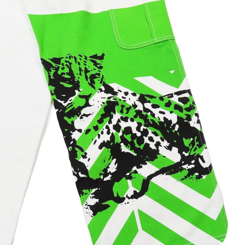 Unused 22SS Christian DIOR D-jungle Pop Denim Cargo Pants Print F32 White Green