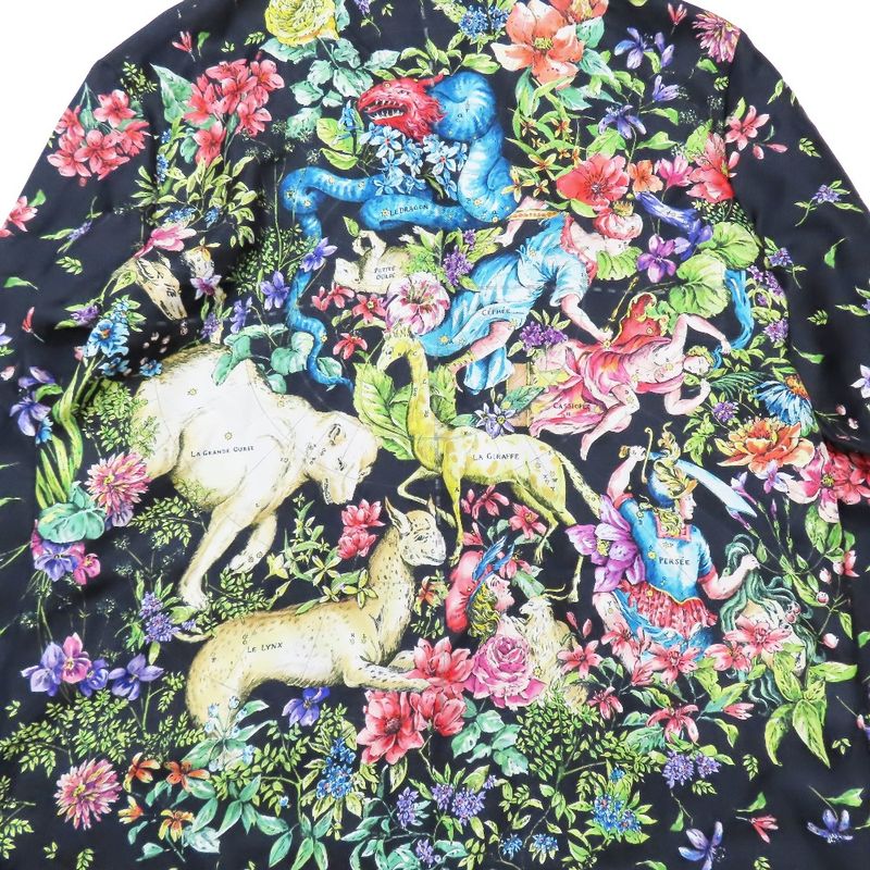 Unused 22aw Christian DIOR Zodiac Pixel Silk Shirt Floral Pattern Constellation