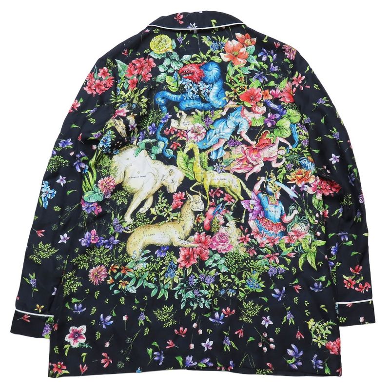 Unused 22aw Christian DIOR Zodiac Pixel Silk Shirt Floral Pattern Constellation