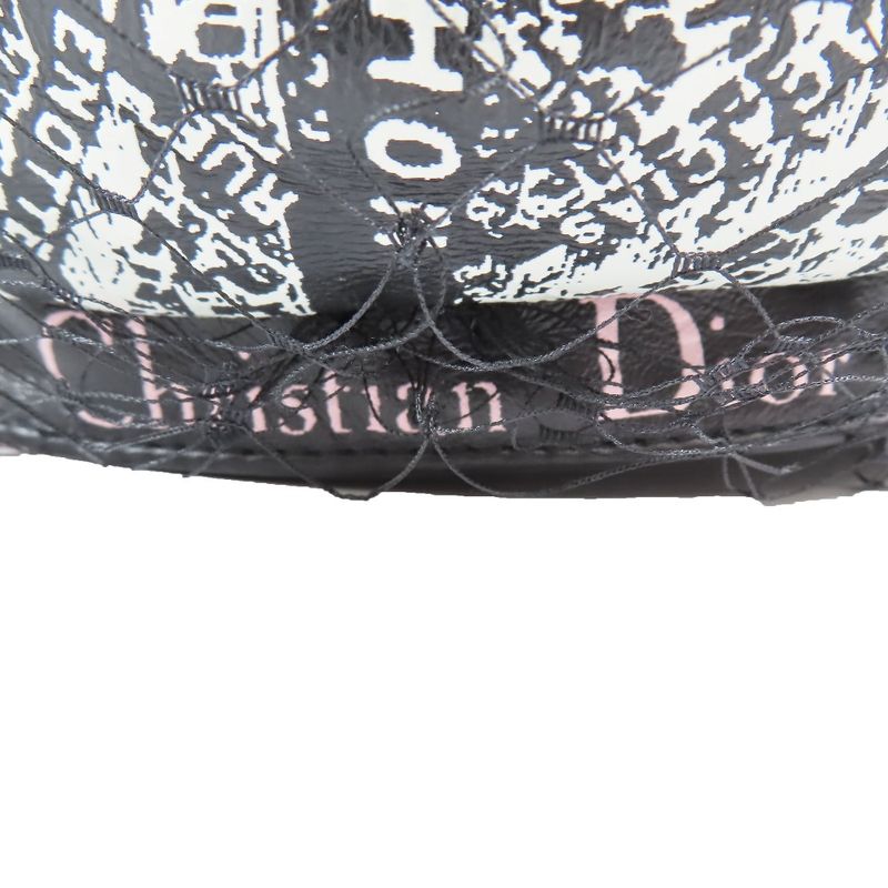 Unused Christian DIOR Total Beret Lamb Leather Hat Tulle Hat Cap Black X Pink X