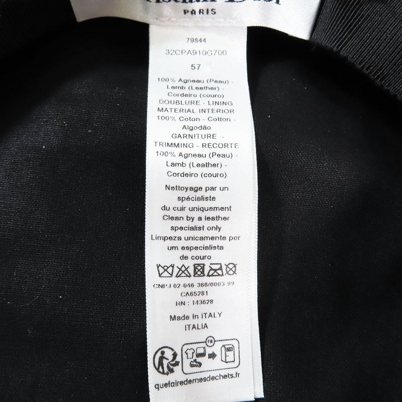 Unused Christian DIOR Total Beret Lamb Leather Hat Tulle Hat Cap Black X Pink X
