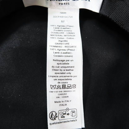 Unused Christian DIOR Total Beret Lamb Leather Hat Tulle Hat Cap Black X Pink X