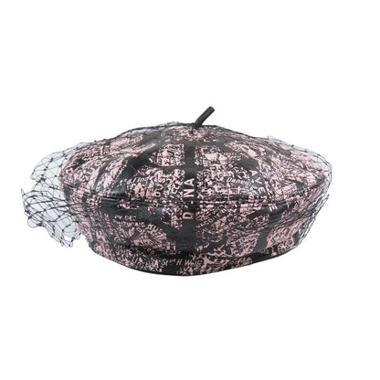 Unused Christian DIOR Total Beret Lamb Leather Hat Tulle Hat Cap Black X Pink X