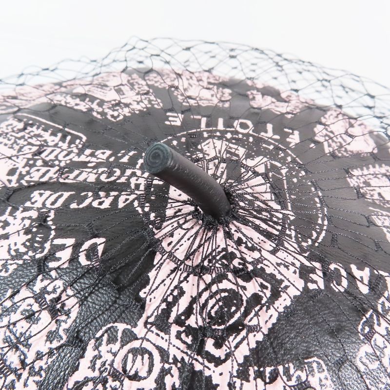 Unused Christian DIOR Total Beret Lamb Leather Hat Tulle Hat Cap Black X Pink X